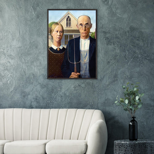 Artfulprints Poster Grant Wood - American gothic   - 70x100 cm - Meerkleurig