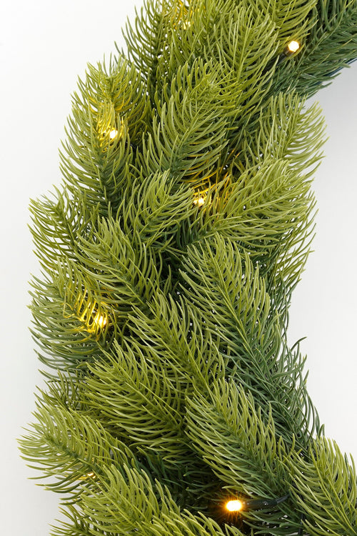 Black Box Trees Nagoya Kerstkrans met LED Verlichting - H12 x Ø60 cm - Groen