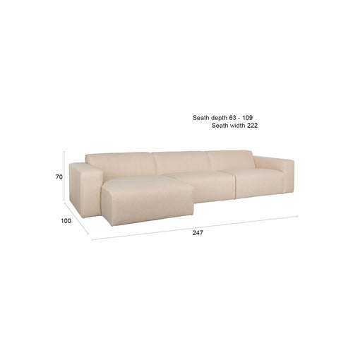Zuiver Sofa Milka 4,5-zitsbank Chaise longue Links Zand - Crème - vtwonen shop