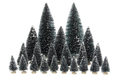 LuVille Kerstdorp Miniatuur Bristle Bomen - 21 Stuks - H22 x Ø8 cm - vtwonen shop