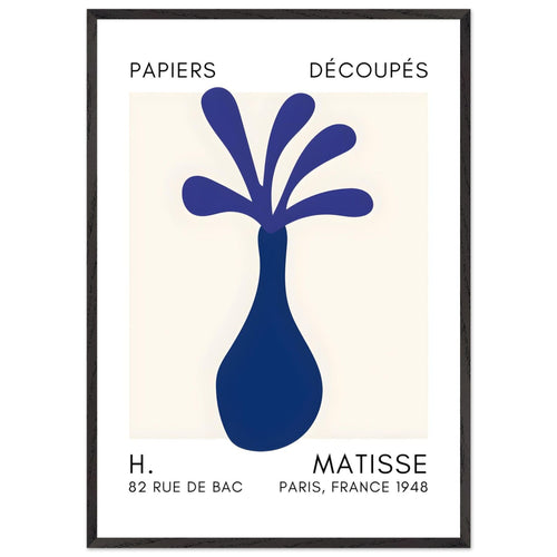 Artfulprints Poster met Lijst Matisse - Ocean flower navy blue   - 70x100 cm - Blauw