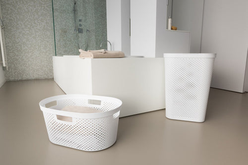 Curver Infinity Recycled Dots Wasmand met deksel - 60L - Wit - vtwonen shop