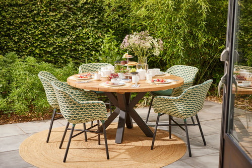 Hartman Tuintafel Stephanie - Naturel/Zwart Teakhout - Ø150x76cm