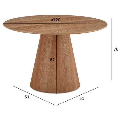 Furnhouse eettafel Tango - Natuurlijk eikenhout - Ø 120 cm