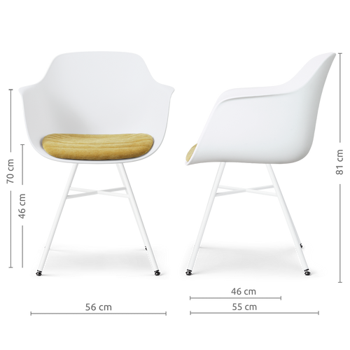 Nolon Noa-Liz eetkamerstoel wit met warm oker zitkussen - wit onderstel
