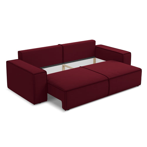 LaMiaSofa 3-zits slaapbank Livorno - velours - bourgondië - 255x105x85