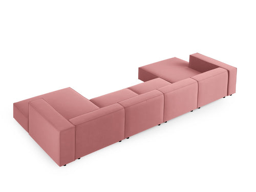 Cosmopolitan Design Panoramische bank Arendal 6-zits, flueel, zalm - 166x364x70cm