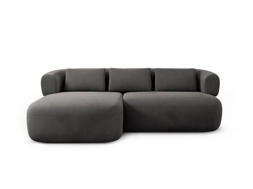 Micadoni linker hoekbank Jenny 5-zits, flueel donkergrijs - 145x200x73cm