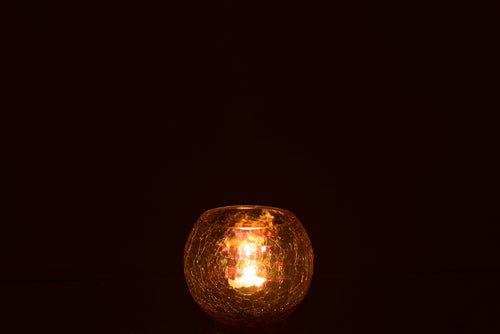 J-Line windlicht Bol Parel Effect - glas - paars - small