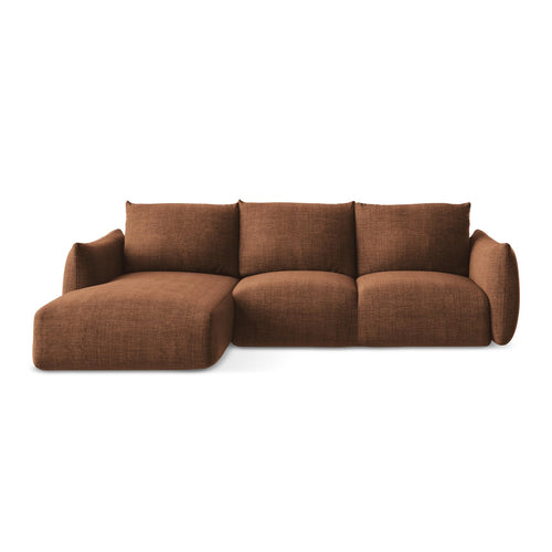 LaMiaSofa hoekbank links Savona - textuurstof - terracotta - 242x162x90