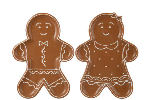 J-Line dienblad Cookie - keramiek - wit - 2 stuks