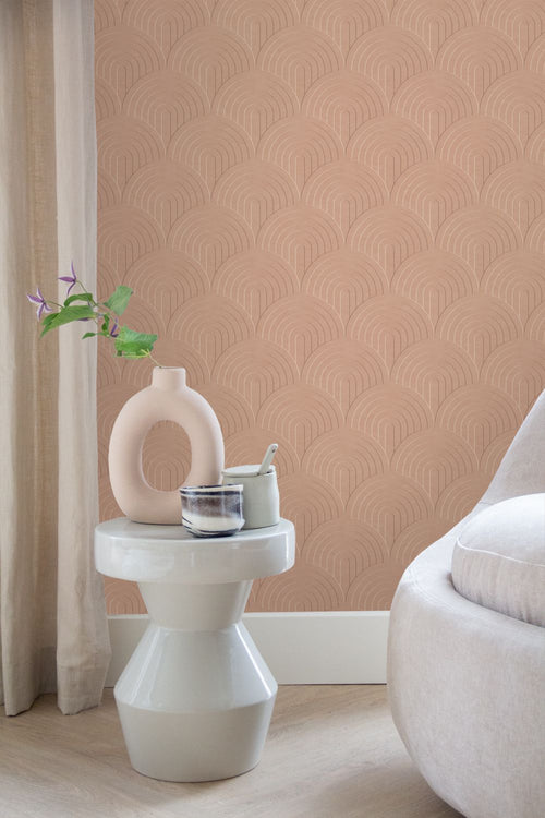 ESTAhome behang 3D-motief terracotta roze - 53 cm x 10.05 m - 131110