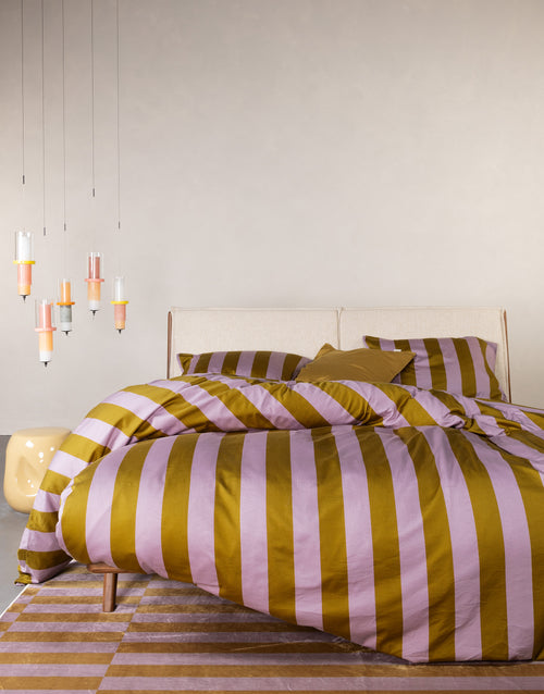 Essenza Minte Stripe dekbedovertrek - Eenpersoons – 140x200/220 cm - Pale purple - Olive