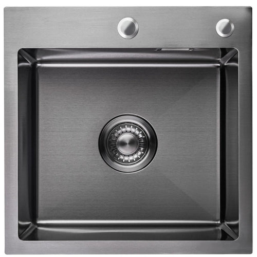 LOMAZOO spoelbak Ella - met kraangat - RVS - gun metal - 34 x 45 cm