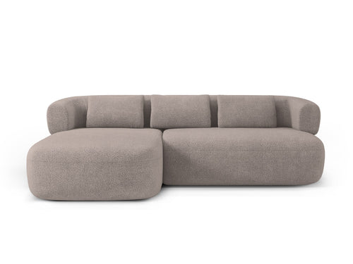 Micadoni - Linker hoekbank "Jenny" 5 zitplaatsen, boucle lichtbruin - 145x225x73cm
