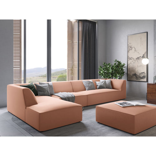 Cosmopolitan Design - Modulaire hoekbank links Siena 5-zits, flueel roze - 180x366x69cm