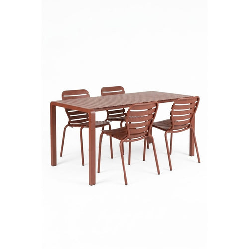 Zuiver Vondel Tuinset 4 personen - tuintafel + 4 stoelen Rood