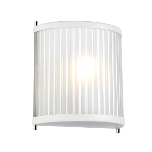 Corona Flush 1-lichts wandlamp, wit gepolijst nikkel, mat glas