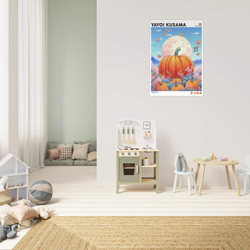 Artfulprints Poster met Lijst Yayoi Kusama - Tokyo pumpkin   - 50x70 cm - Oranje