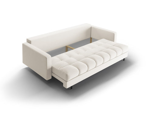 Cosmopolitan Design Slaapbank met opbergdoos Bali 3-zits, structurele stof lichtbeige - 84x222x105cm