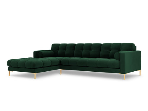 Cosmopolitan Design linker hoekbank Bali 5-zits, flueel, flessengroen - 185x293x75cm