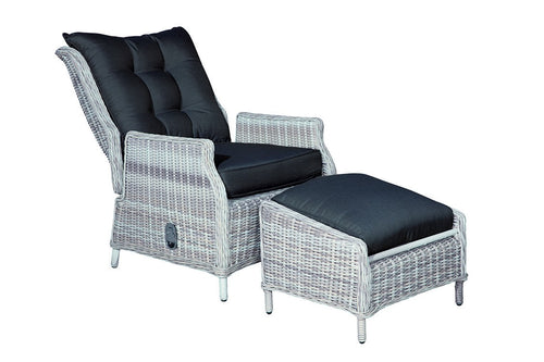 Garden Impressions Veracruz relaxfauteuil inclusief voetenbank - cloudy grey - reflex black