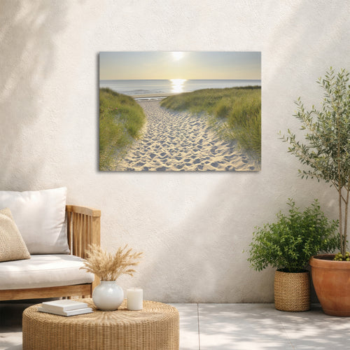 Art for the Home Buitencanvas - Strandwandeling bij Zonsopgang - 50x70cm