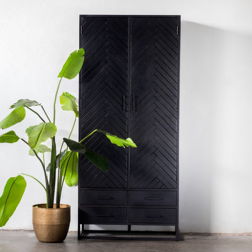 Giga Meubel Wandkast Isa - Zwart Hout - 90x40x200cm