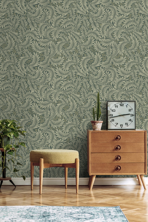 ESTAhome behang bladeren donkergroen - 50 x 900 cm - 131143 - vtwonen shop