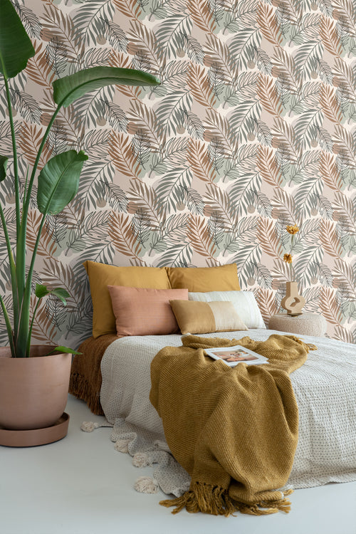 ESTAhome behang bladeren beige en vergrijsd groen - 50 x 900 cm - 139822 - vtwonen shop