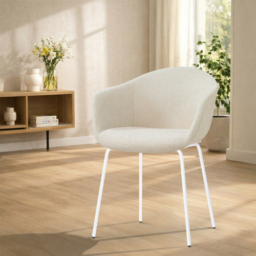 Nolon Nora-Otis Eetkamerstoel Cottonbeige - Wit Onderstel