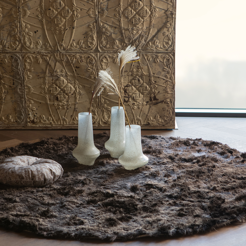 WOOOD vloerkleed rond Praline - Coffee - 1x200x200 - vtwonen shop