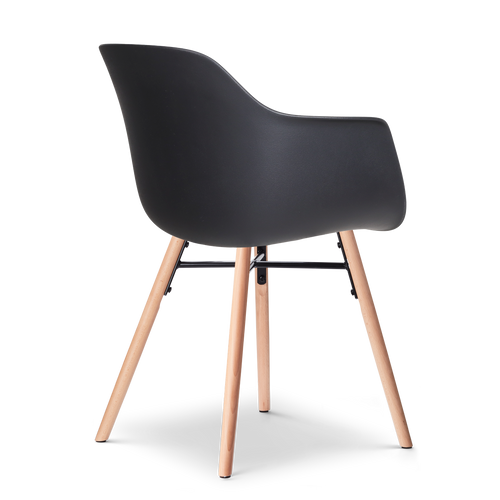 Nolon Nena-Liz eetkamerstoel zwart met nougatbruin zitkussen - houten onderstel