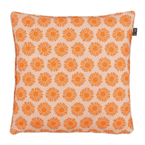 Mica Decorations Kumara Coussins D'Extérieur 45 x 45 x 10 cm - 2 Coussins de Jardin Motif Soleil - Orange Foncé et Orange Clair - Housse Amovible avec