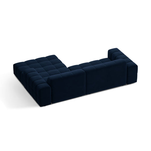 Cosmopolitan Design - Rechter hoekbank Chicago 3-zits, flueel koningsblauw - 167x234x78cm