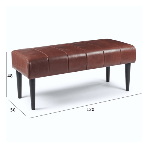 Furnhouse bankje Athea - Bruin - Leer - 50x120x48
