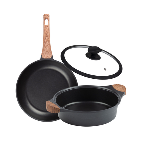 Rosmarino blackline pannenset 28 cm met glazen deksel
