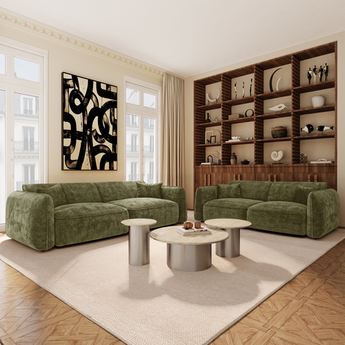 Premium Interiors - Bank LOMI - gewaafd fluweel vintage groen 150cm