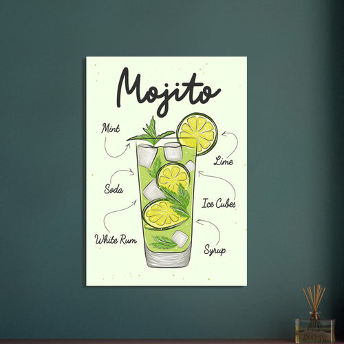 Artfulprints  Mojito cocktail – Illustratie   poster A4 21x29.7 cm