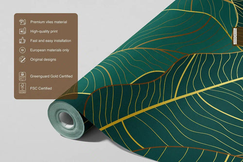 Sanders & Sanders fotobehang palmbladeren groen en goud - 375 x 270 cm - 601458