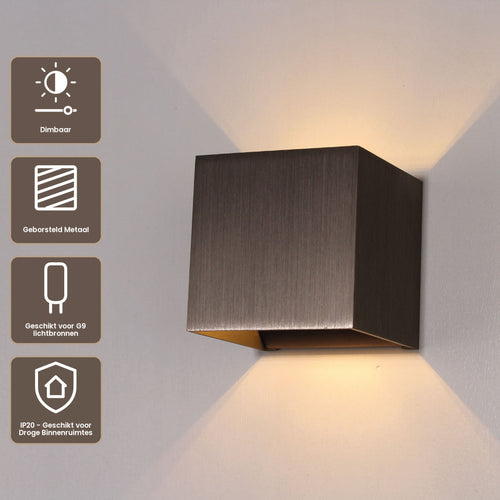 Artdelight Wandlamp Gymm - Gun Metal