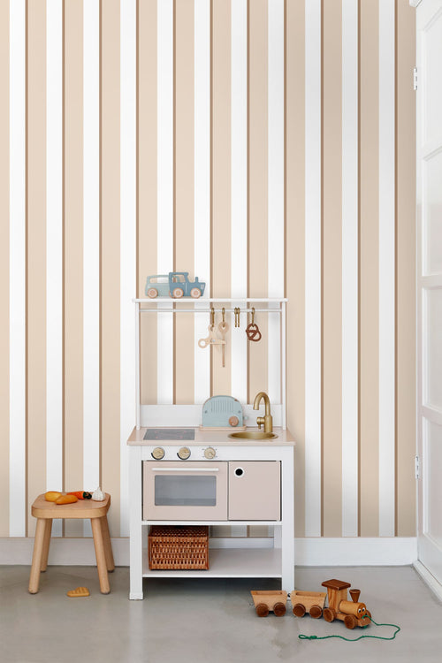 ESTAhome behang strepen beige en wit - 50 x 900 cm - 131906