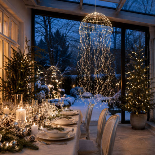 Luca Lighting Kroonluchter Kwal - Sfeervolle Hanglamp met 720 Warmwitte LED's - IP44 Geschikt voor Binnen en Buiten - Inclusief Adapter en Timer -