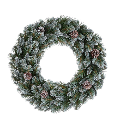 Triumph Tree Empress Groen Frosted - Kerstversiering met Dennenappels en Zachte PVC-Naalden - Kerstkrans met Klassieke Uitstraling - Deurkrans voor