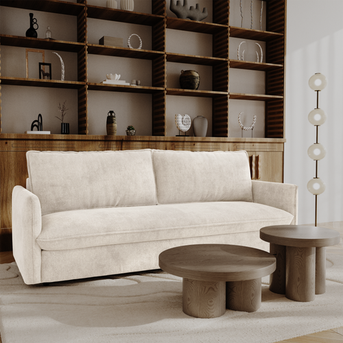 Premium Interiors - Snel uitklapbare slaapbank AVA - kruisbinding beige 198cm
