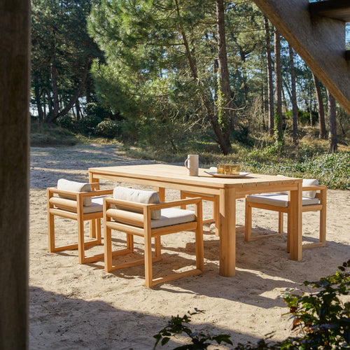 Tikamoon Tuinset in massief teak met 4 stoelen - Wit - vtwonen shop