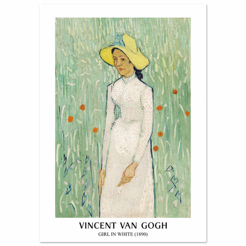 Artfulprints Poster met Lijst Vincent van Gogh - Girl in white   - 50x70 cm - Groen