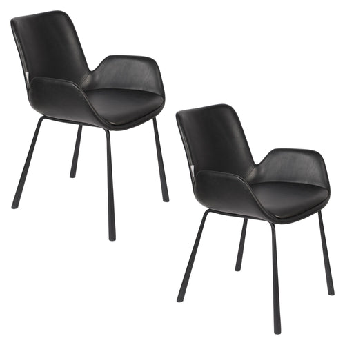 Zuiver Brit LL Eetkamerstoelen met armleuning Zwart - Set van 2 - vtwonen shop