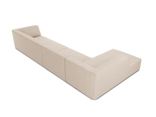 Micadoni linker hoekbank Ruby 5-zits, structurele stof, beige - 180x366x69cm