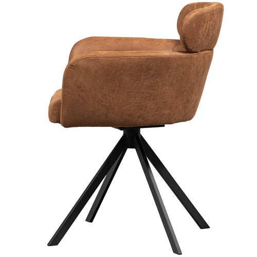 WOOOD eetkamerstoelen Fenne - Leerlook - Cognac - Set van 6 - vtwonen shop